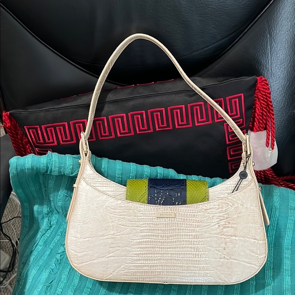 Elegant Cream and Green Women's Bag by Brahmin - Picture 6 of 9